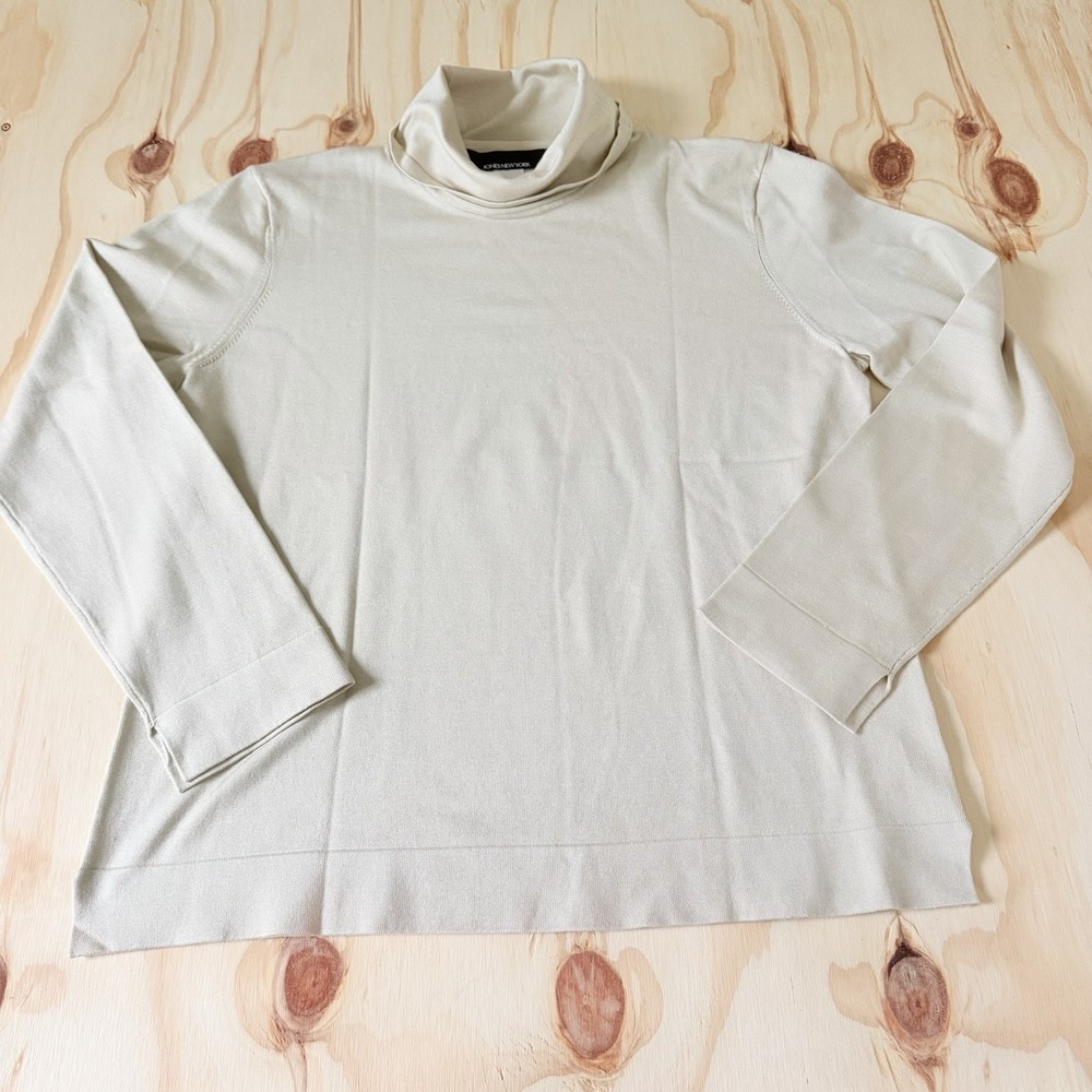 Jones New York Sport Womens Large Turtleneck Long Sleeve Top Beige Tan Pullover